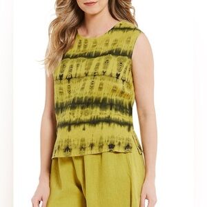 bryn Walker Olive and Black Tie-Dye Tank Top